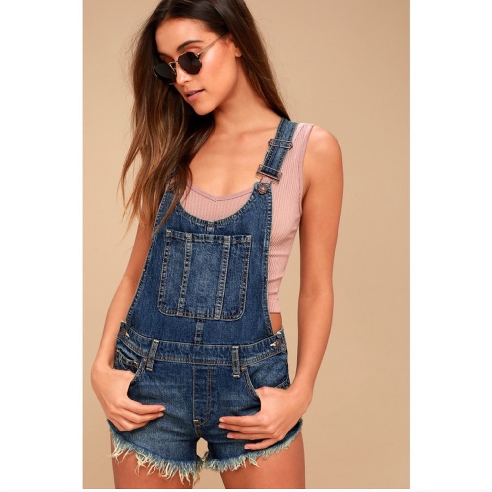 We the Free Summer Babe Denim Short Overalls 27